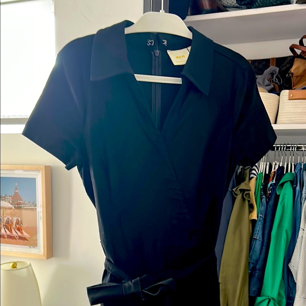 Anthropologie Maeve Black Collard Jumpsuit